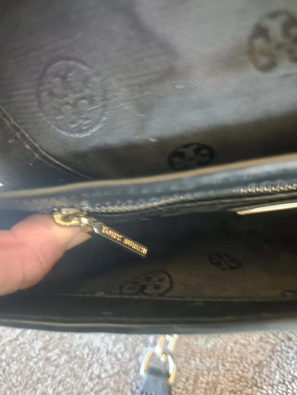 Tory Burch Black Leather Chain-Accent Crossbody